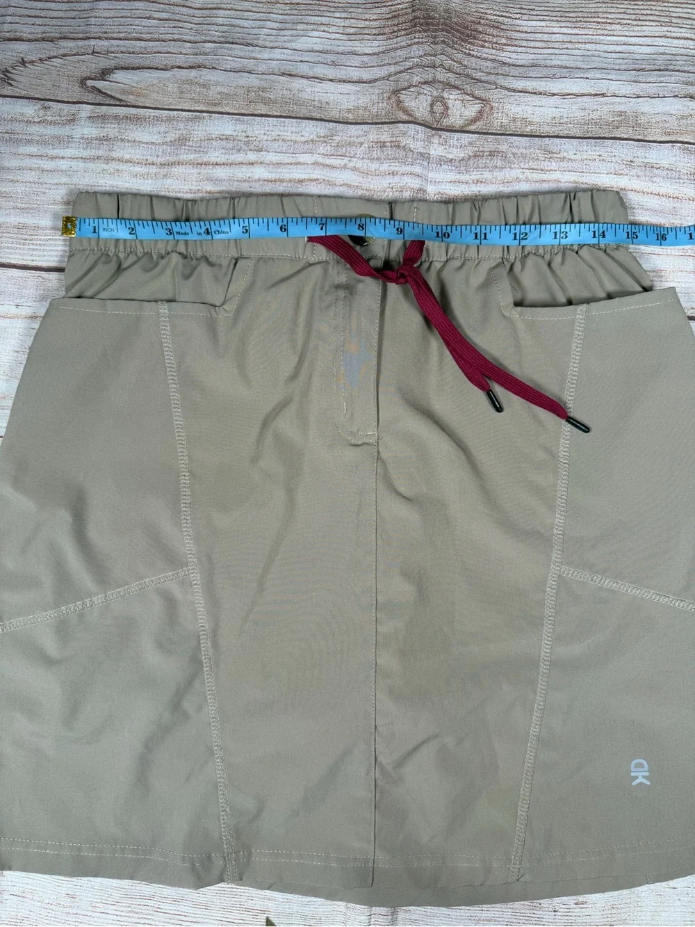 LDA Gorpcore Granola Outdoors‎ Hiking Khaki Mini Skirt with Burgundy Drawstring